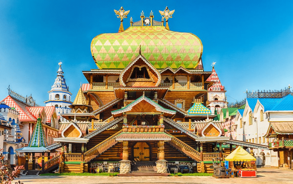 Log Church of Izmailovo, Moscow. This image is from Matador Network website https://matadornetwork.com/read/most-beautiful-wooden-churches/ article titled 9 Amazing Wooden Churches You Need To Check Out on 11/19/2023.