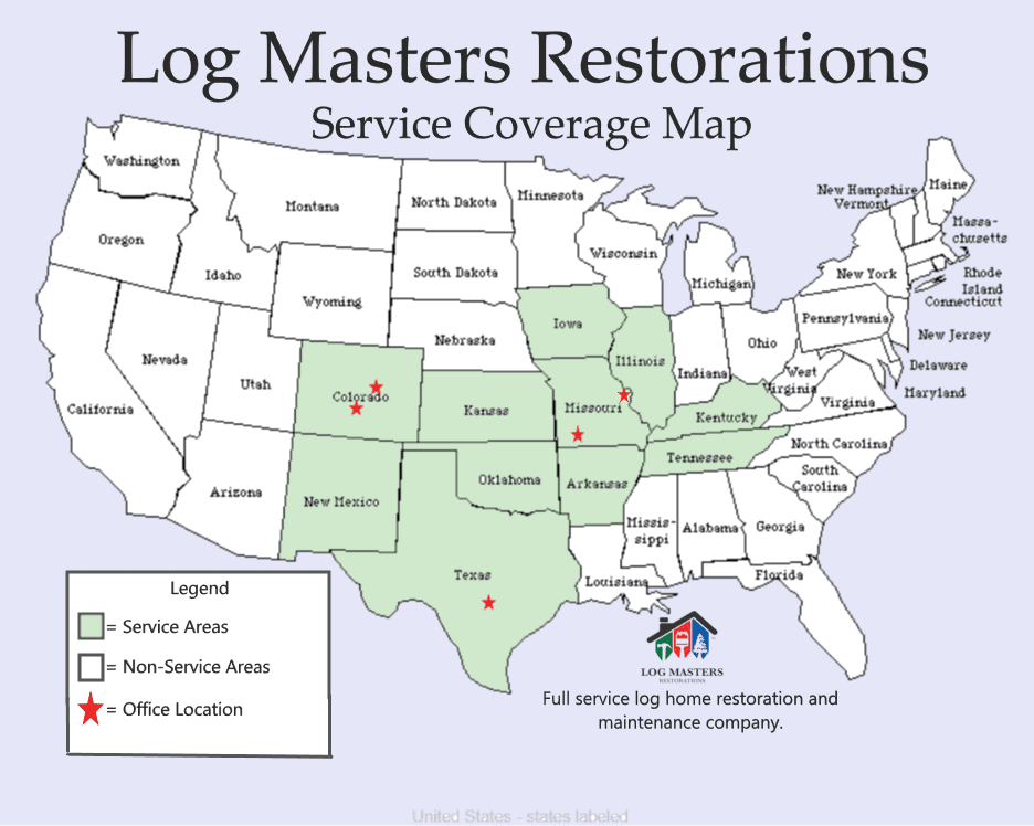 United States Map Log Masters Restorations Coverage Area