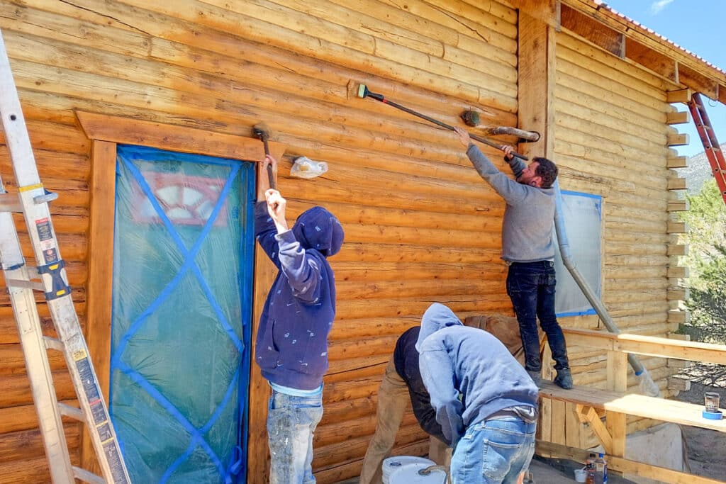 Log Masters Restorations Staining and Back Brushing Services