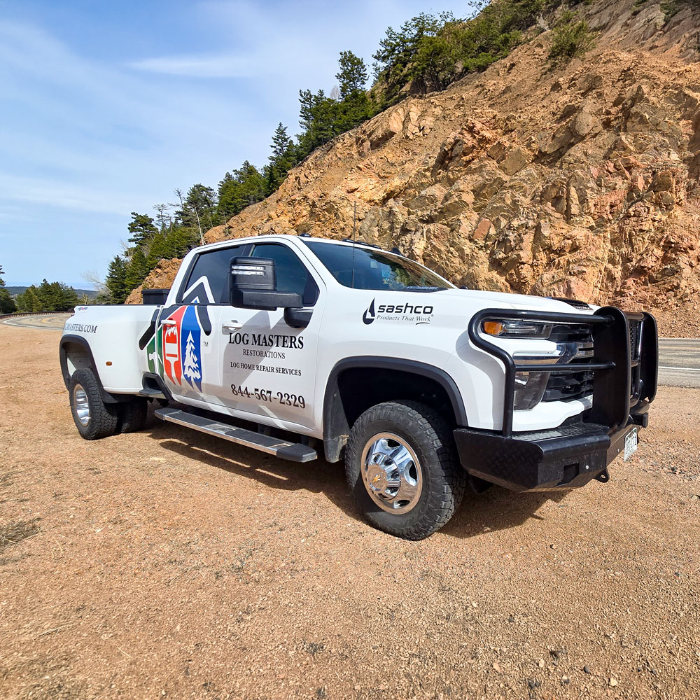 Log Masters Restoration Truck at Work Site