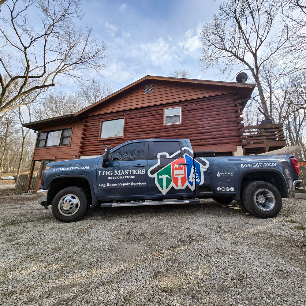 Log Masters Restoration Truck at Work Site