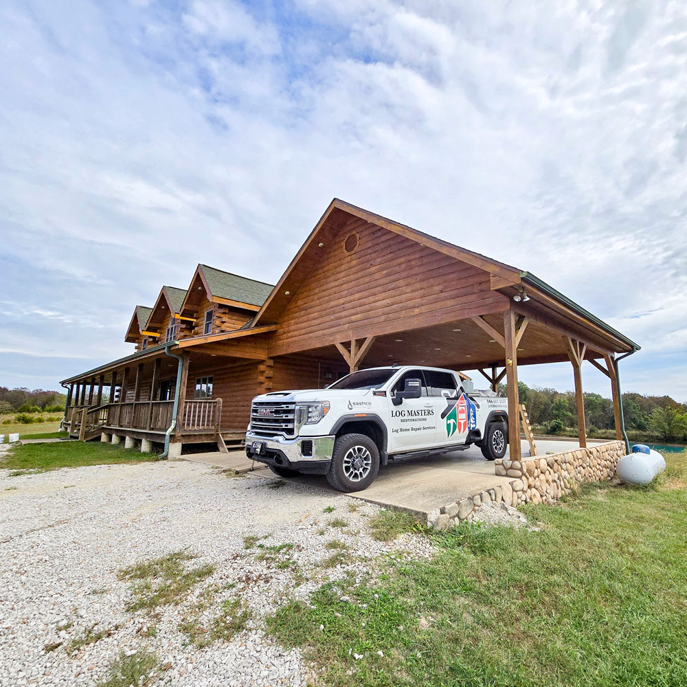 Log Masters Restoration Truck at Work Site