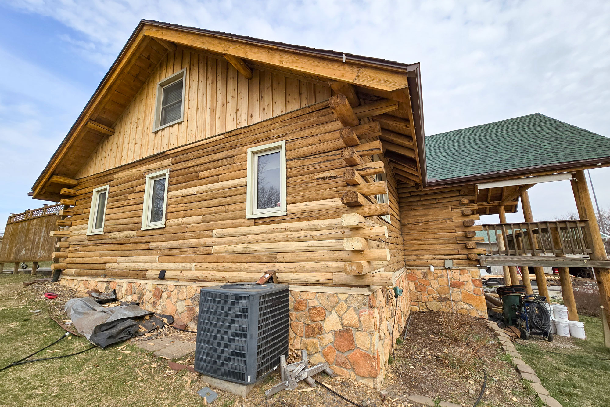 Log Masters Restorations Front After Pop Out Before