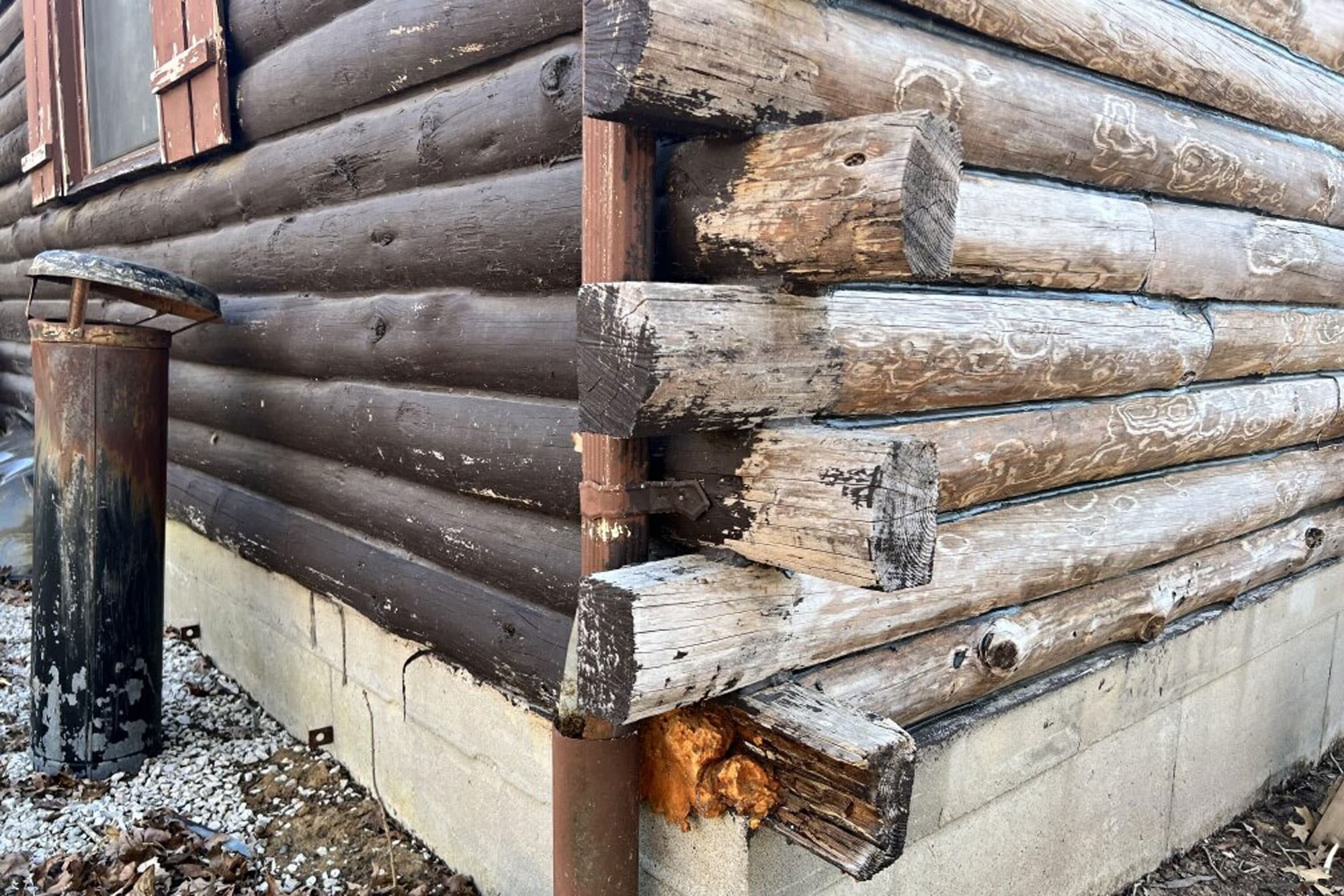 Log Masters Restorations Front After Pop Out Before
